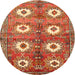 Round Traditional Red Persian Rug, tr4349