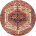 Round Traditional Tangerine Pink Persian Rug, tr4350