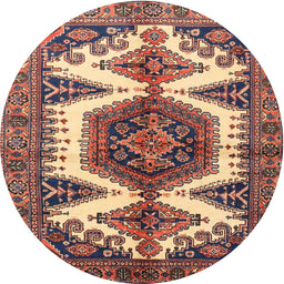 Round Traditional Tangerine Pink Persian Rug, tr4351
