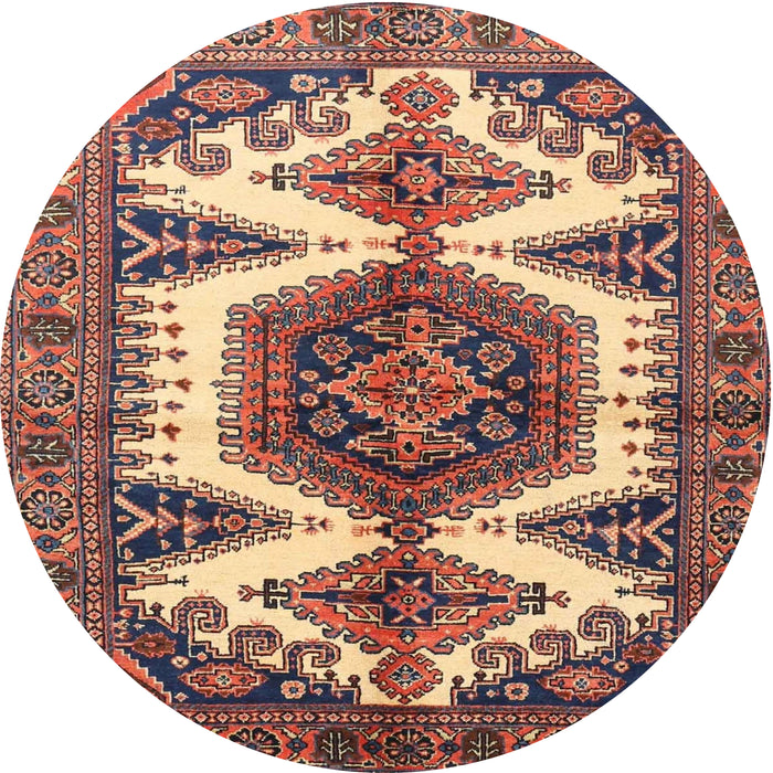 Round Traditional Tangerine Pink Persian Rug, tr4351