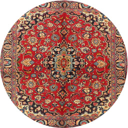 Round Traditional Red Medallion Rug, tr4352