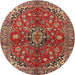 Round Traditional Red Medallion Rug, tr4352