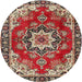 Square Machine Washable Traditional Saffron Red Rug, wshtr4354