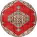 Round Traditional Red Medallion Rug, tr4356