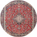 Square Machine Washable Traditional Saffron Red Rug, wshtr4358