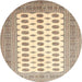 Round Traditional Golden Blonde Gold Persian Rug, tr435