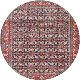 Square Machine Washable Traditional Brown Red Rug, wshtr4360