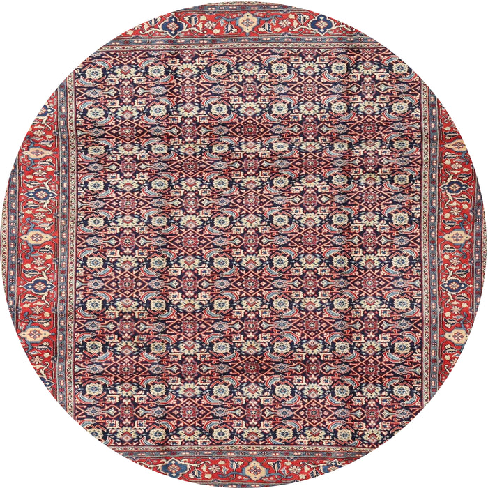 Square Machine Washable Traditional Brown Red Rug, wshtr4360