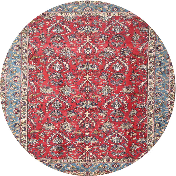 Round Traditional Fire Brick Red Persian Rug, tr4362