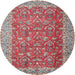 Round Traditional Fire Brick Red Persian Rug, tr4362