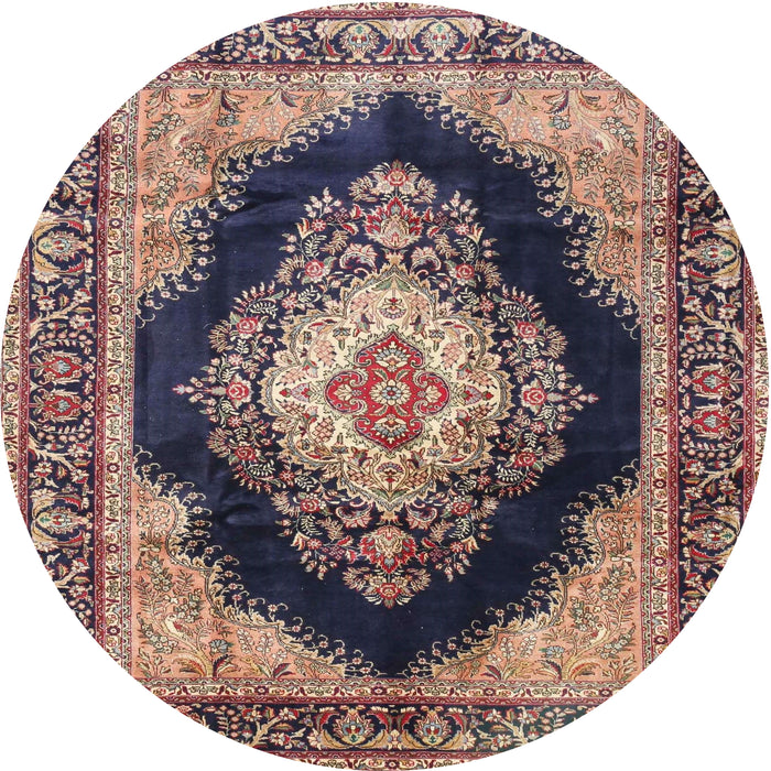 Round Traditional Purple Medallion Rug, tr4364