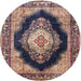 Round Traditional Purple Medallion Rug, tr4364