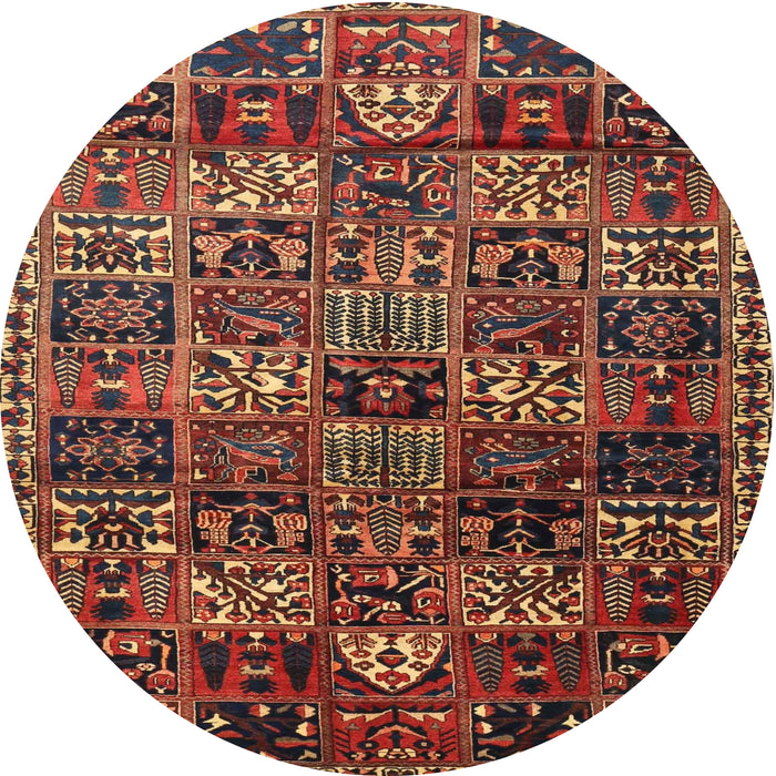 Round Traditional Saffron Red Animal Rug, tr4365
