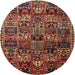 Square Machine Washable Traditional Saffron Red Rug, wshtr4365