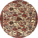 Round Traditional Saffron Red Persian Rug, tr4367