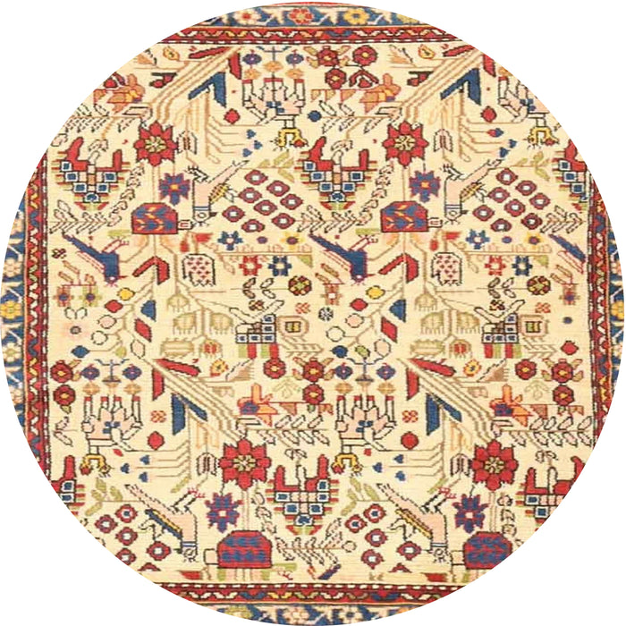 Round Traditional Brown Gold Animal Rug, tr4369