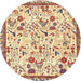 Round Traditional Brown Gold Animal Rug, tr4369