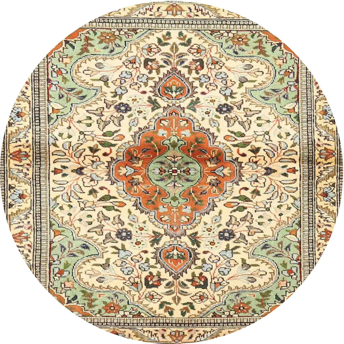 Square Machine Washable Traditional Khaki Gold Rug, wshtr4371