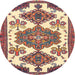 Round Traditional Brown Red Persian Rug, tr4372