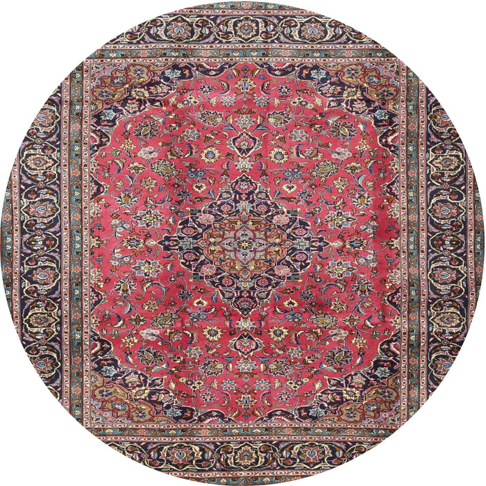 Round Traditional Brown Red Persian Rug, tr4374