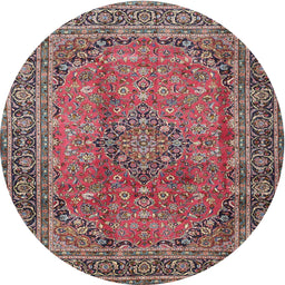 Square Machine Washable Traditional Brown Red Rug, wshtr4374