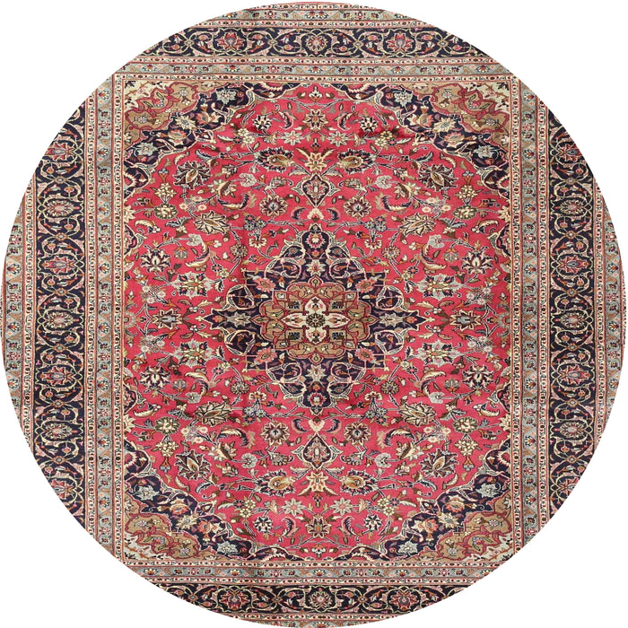 Round Traditional Brown Red Persian Rug, tr4375