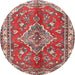 Round Traditional Red Persian Rug, tr4376