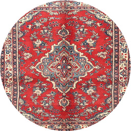 Square Machine Washable Traditional Red Rug, wshtr4376