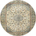 Round Traditional Brown Medallion Rug, tr4378