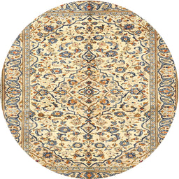 Round Traditional Sun Yellow Persian Rug, tr4380