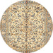 Round Traditional Sun Yellow Persian Rug, tr4380