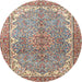 Round Traditional Chestnut Brown Persian Rug, tr4381