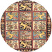 Round Traditional Brown Red Persian Rug, tr4382