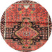 Round Traditional Saffron Red Persian Rug, tr4385