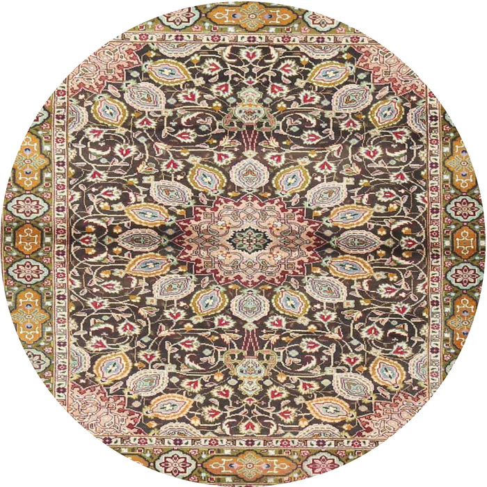 Round Traditional Sienna Brown Persian Rug, tr4386