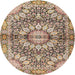 Round Traditional Sienna Brown Persian Rug, tr4386