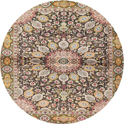 Square Machine Washable Traditional Sienna Brown Rug, wshtr4386