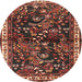 Round Traditional Rust Pink Persian Rug, tr4387