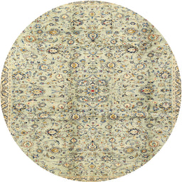 Square Machine Washable Traditional Khaki Gold Rug, wshtr4389