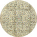 Square Machine Washable Traditional Khaki Gold Rug, wshtr4389