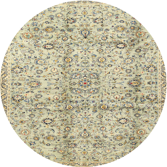 Round Traditional Khaki Gold Persian Rug, tr4389