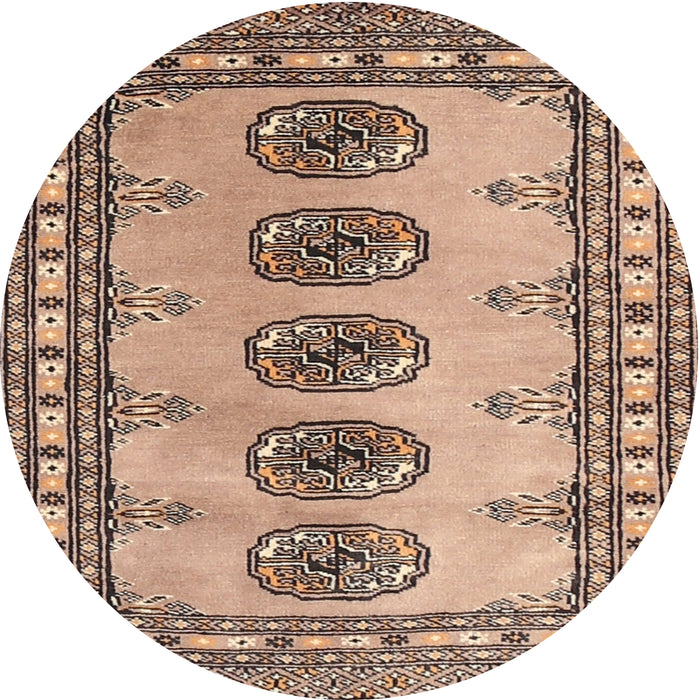 Round Traditional Chestnut Brown Southwestern Rug, tr438