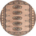 Round Traditional Chestnut Brown Southwestern Rug, tr438