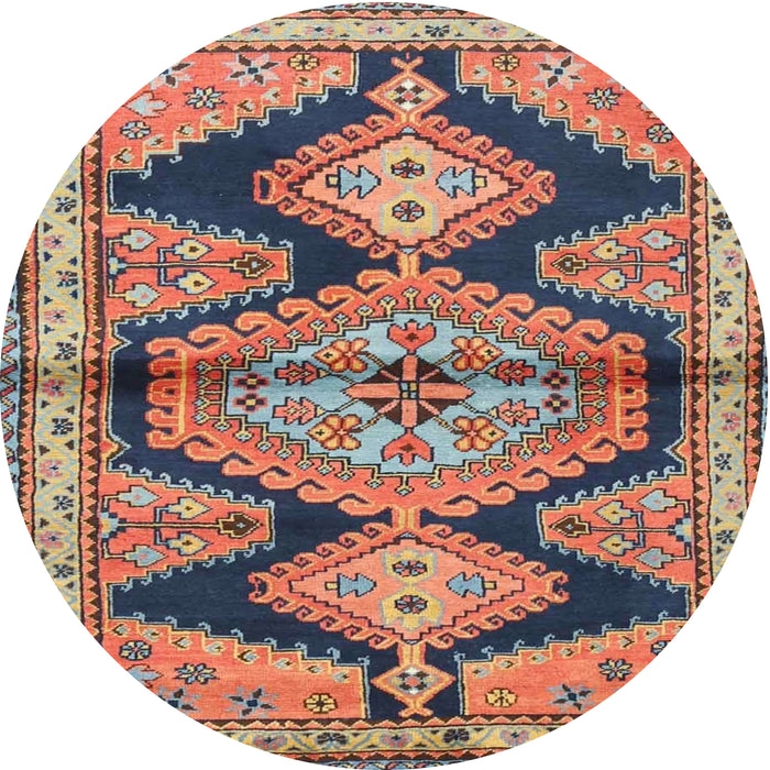 Round Traditional Reddish Brown Persian Rug, tr4390