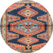 Round Traditional Reddish Brown Persian Rug, tr4390