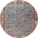 Round Traditional Sage Green Animal Rug, tr4394