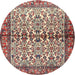 Round Traditional Brown Red Persian Rug, tr4396