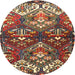 Round Traditional Saffron Red Persian Rug, tr4397