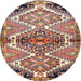 Round Traditional Chestnut Brown Persian Rug, tr4398