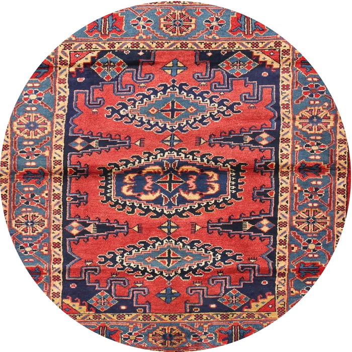 Round Traditional Fire Brick Red Persian Rug, tr4399